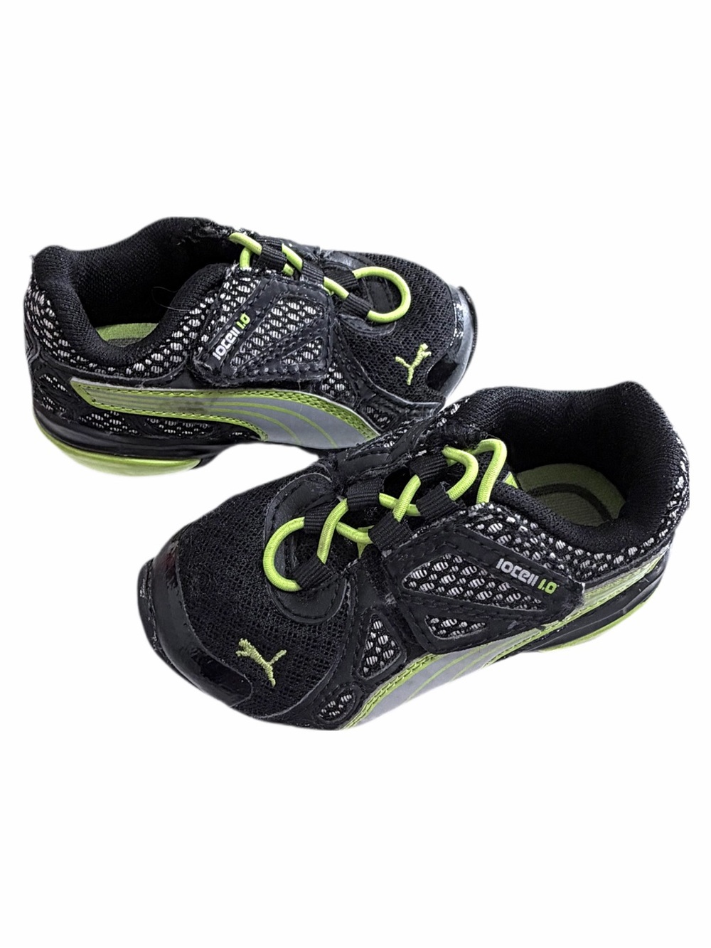 Puma Kid’s Athletic Sneakers locell 1.0 Baby Boy Size 5 Black and Neon Green